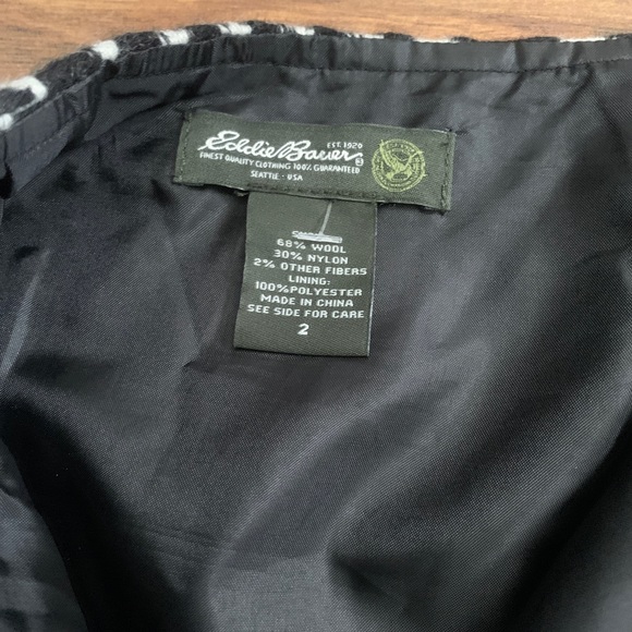 Eddie Bauer black white plaid blanket wrap skirt fringe wool Size 2 - Picture 6 of 7